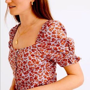 Button-Front Smocked-Back Top in Piccola Floral - Madewell